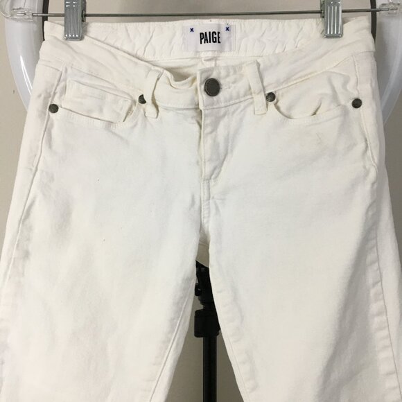 PAIGE Premium Denim Optic White KYLIE CROP 5 Pocket Logo Hardware Jeans - Picture 5 of 13